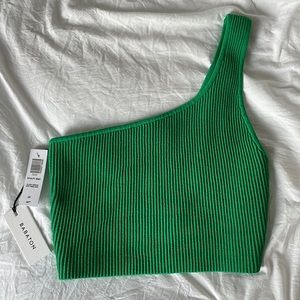 Aritzia Babaton Sculpt Knit One Shoulder Cropped Tank